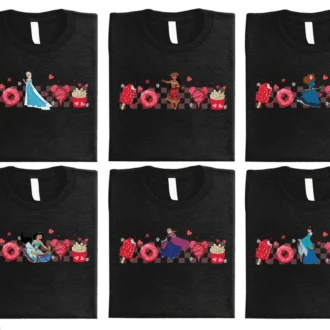 Disney Princess Valentine Matching Shirts – Aurora, Cinderella, Elsa, Belle
