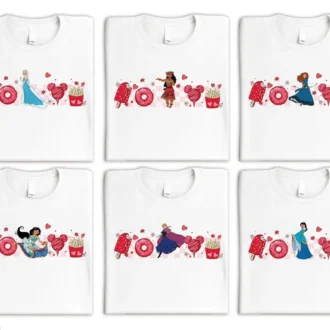 Disney Princess Valentine Matching Shirts – Aurora, Cinderella, Elsa, Belle