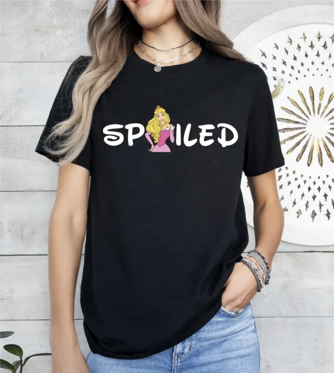 Disney Spoiled and Broke T-Shirt – Aurora, Philip, Mickey, Minnie, Belle, Beast Characters