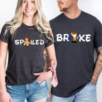 Disney Spoiled and Broke T-Shirt – Aurora, Philip, Mickey, Minnie, Belle, Beast Characters