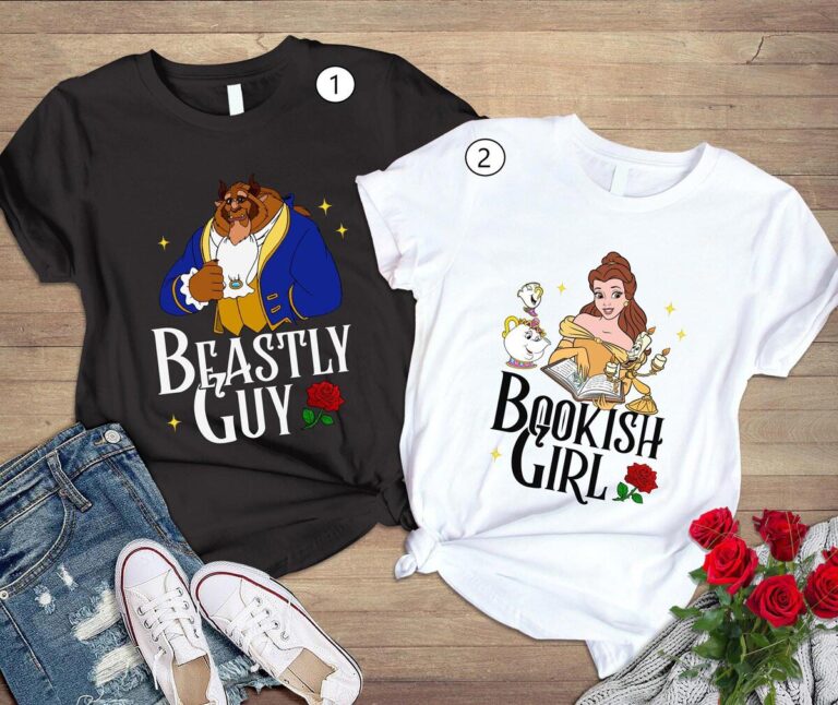 Disneyland Beauty and the Beast Couple Shirt - Bookish Girl and Beastly Guy Matching Tee