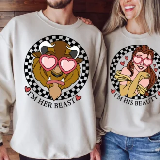 His Beauty and Her Beast Disney Princess Belle Couple Sweatshirts