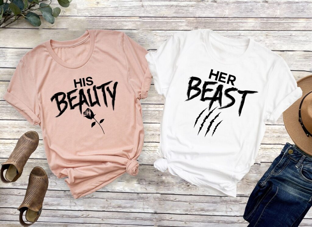 His Beauty Her Beast Matching Couple Shirts for Men and Women