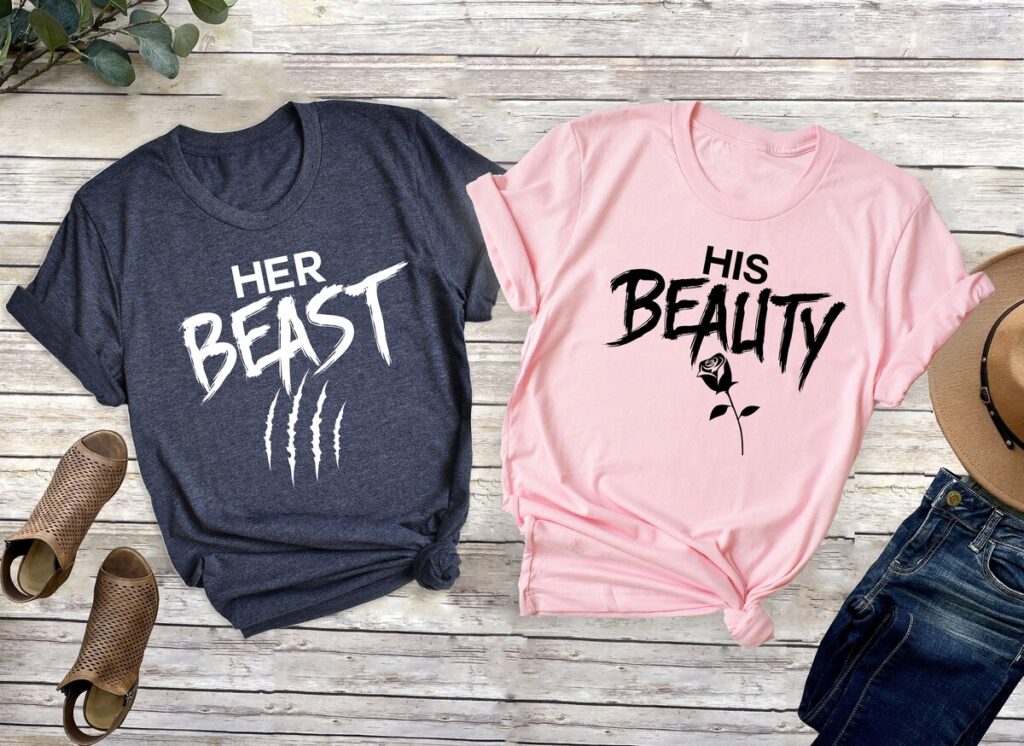 His Beauty Her Beast Matching Couple Shirts for Men and Women