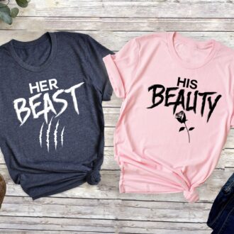 His Beauty Her Beast Matching Couple Shirts for Men and Women