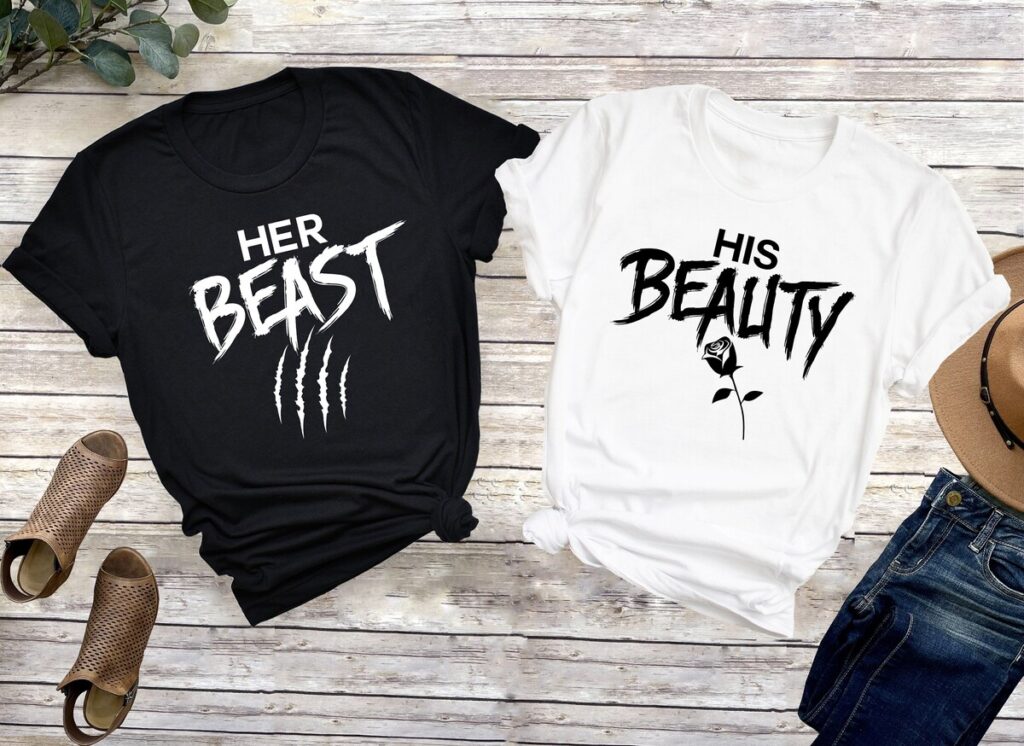 His Beauty Her Beast Matching Couple Shirts for Men and Women