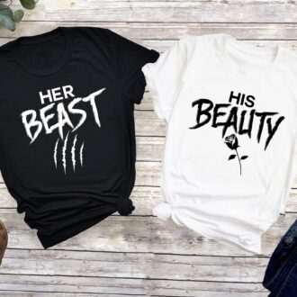 His Beauty Her Beast Matching Couple Shirts for Men and Women