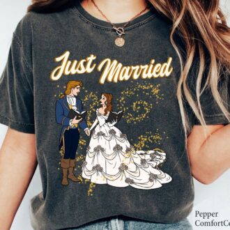 Just Married Beauty and the Beast Family Matching Shirts, Belle & Beast Wedding T-Shirt