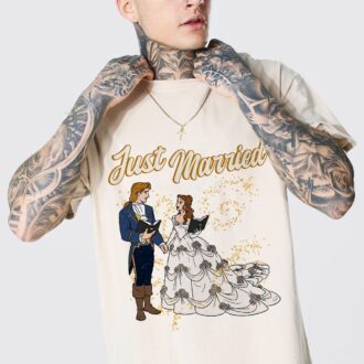 Just Married Beauty and the Beast Family Matching Shirts, Belle & Beast Wedding T-Shirt