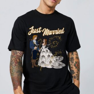 Just Married Beauty and the Beast Family Matching Shirts, Belle & Beast Wedding T-Shirt