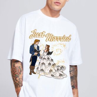Just Married Beauty and the Beast Family Matching Shirts, Belle & Beast Wedding T-Shirt