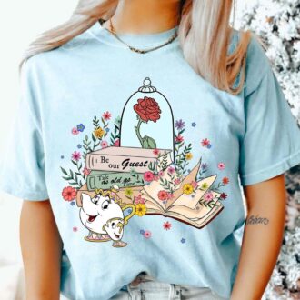 Mrs. Potts & Chip Disney Shirt, Beauty and the Beast Enchanted Rose Tee for Book Lovers