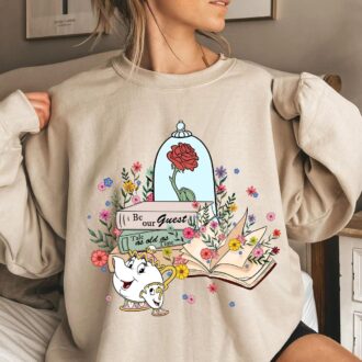 Mrs. Potts & Chip Disney Shirt, Beauty and the Beast Enchanted Rose Tee for Book Lovers