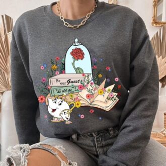 Mrs. Potts & Chip Disney Shirt, Beauty and the Beast Enchanted Rose Tee for Book Lovers