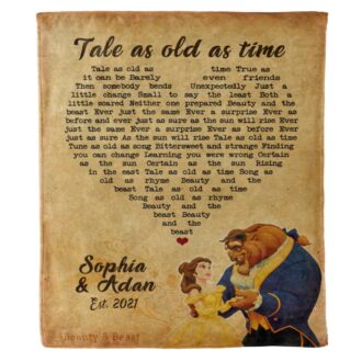 Personalized Beauty and the Beast Blanket, Adam & Belle Birthday Gift