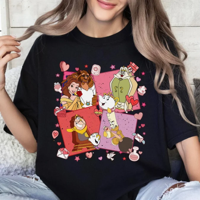 Princess Belle and the Beast Funny Love Valentine T-Shirt for Women