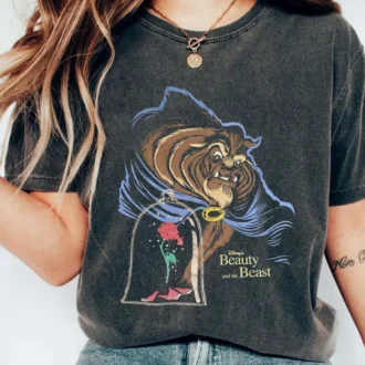 Retro Disney Beast Enchanted Rose T-shirt for Men & Women