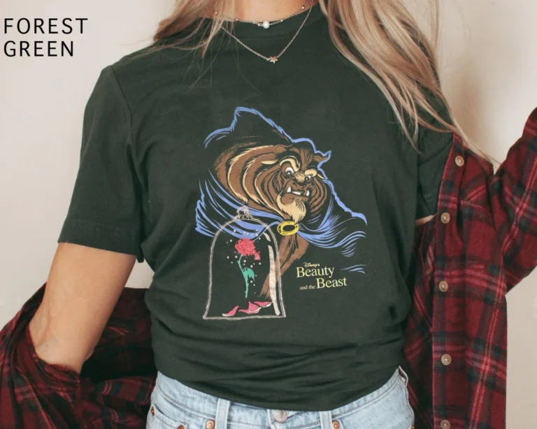 Retro Disney Beast Enchanted Rose T-shirt for Men & Women