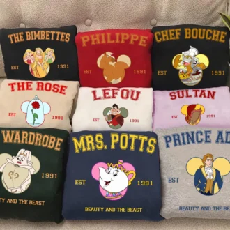 Retro Disney Beauty and The Beast Est. 1991 Shirt – Belle, Beast, Gaston, Mrs. Potts, Chip & Lumiere