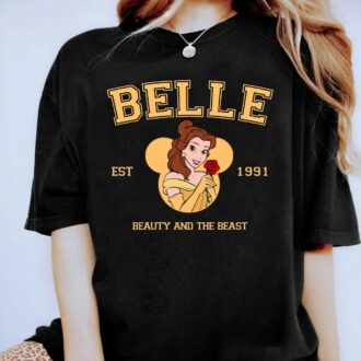Retro Disney Beauty and The Beast Est. 1991 Shirt – Belle, Beast, Gaston, Mrs. Potts, Chip & Lumiere