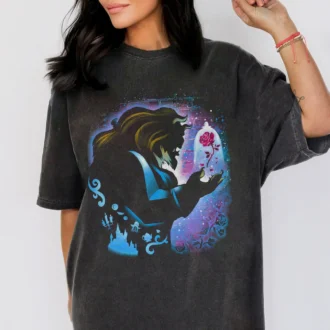 Retro Disney Beauty and the Beast Stained Glass Rose Shirt