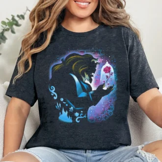 Retro Disney Beauty and the Beast Stained Glass Rose Shirt