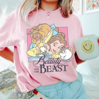 Retro Disney Funny Belle & Chip Reading Book Shirt for Girls