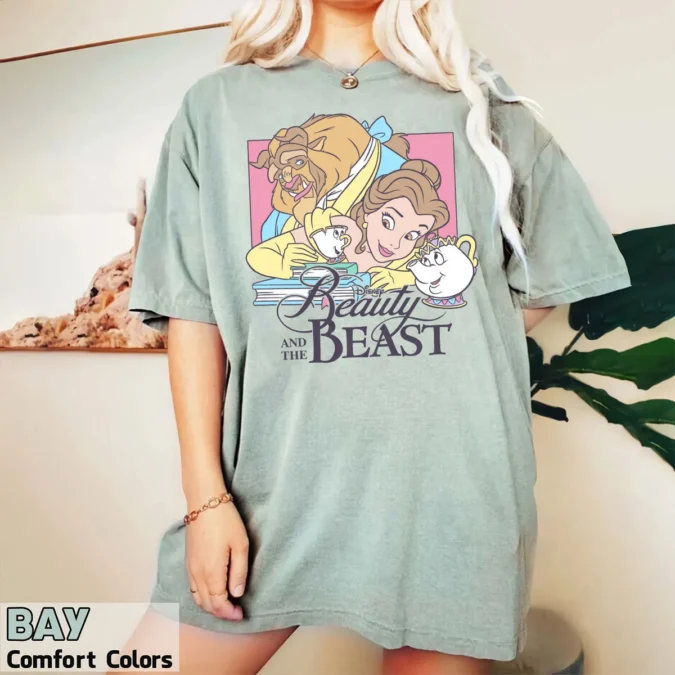 Retro Disney Funny Belle & Chip Reading Book Shirt for Girls