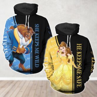 Valentine's Beauty and the Beast Couple Hoodie, Wild and Safe Couple Shirt