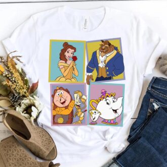 Vintage Disney Beauty and the Beast Character Shirt for Disneyland Family Trips