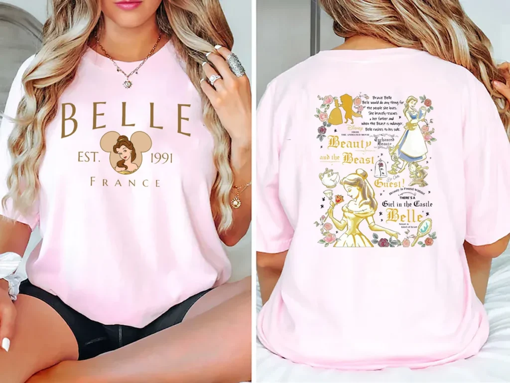 Disney Princess Belle Sweatshirt, Beauty and the Beast Movie Gift for Women