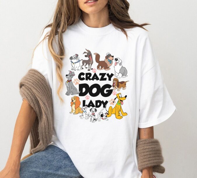 Disney Crazy Dog Lady Shirt – Retro Lady and the Tramp, Pluto Dog Mom T-Shirt