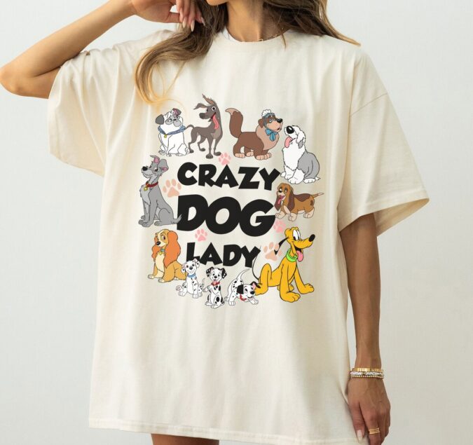 Disney Crazy Dog Lady Shirt – Retro Lady and the Tramp, Pluto Dog Mom T-Shirt