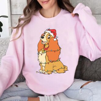 Disney Lady and The Tramp Christmas Lights Couple Sweatshirt, Holiday Family Shirts