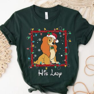 Disney Lady and the Tramp Christmas Lights Shirt, His and Her Matching Christmas Tees for Couples