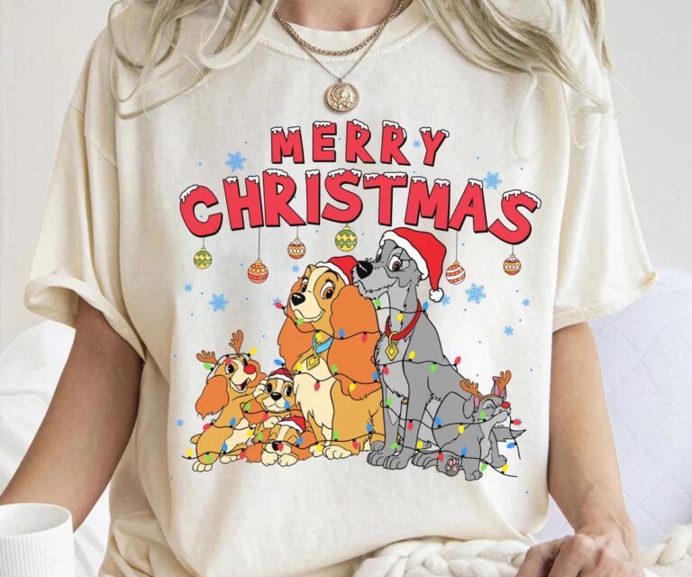 Disney Lady and the Tramp Christmas Shirt, Matching Family Shirt for Disneyland & Epcot Holiday Lights