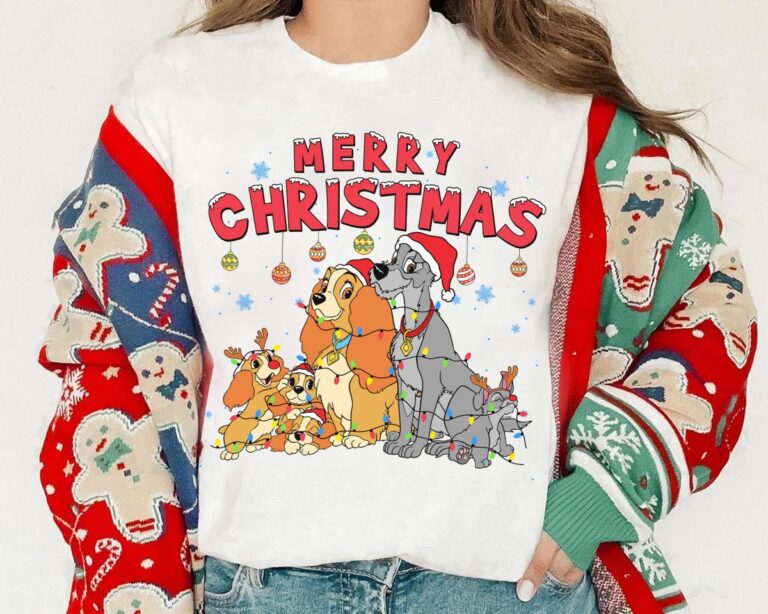 Disney Lady and the Tramp Christmas Shirt, Matching Family Shirt for Disneyland & Epcot Holiday Lights