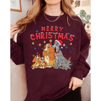 Disney Lady and the Tramp Christmas Shirt, Matching Family Shirt for Disneyland & Epcot Holiday Lights