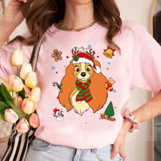 Disney Lady and the Tramp Christmas Shirt, Santa Reindeer Xmas Family Matching Shirt for Disneyland