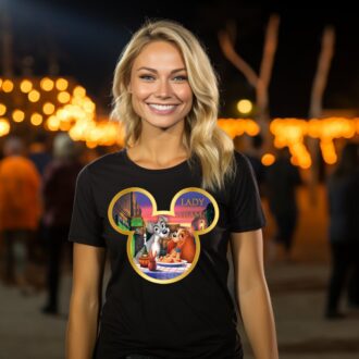 Disney Lady and the Tramp Couple Shirt – Disney Travel Tee for Adults, Matching Couple T-shirt