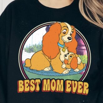 Disney Lady and the Tramp Dog Mom Shirt, Best Mom Ever Retro T-Shirt for Mother's Day