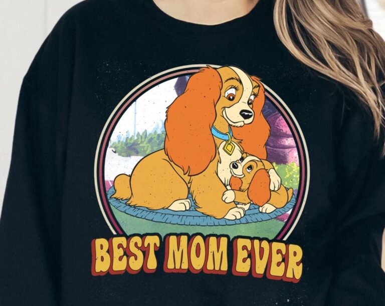 Disney Lady and the Tramp Dog Mom Shirt, Best Mom Ever Retro T-Shirt for Mother's Day