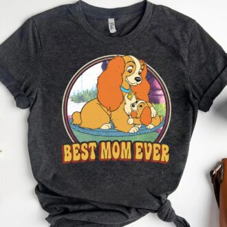 Disney Lady and the Tramp Dog Mom Shirt, Best Mom Ever Retro T-Shirt for Mother's Day