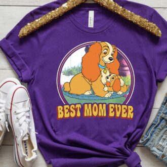Disney Lady and the Tramp Dog Mom Shirt, Best Mom Ever Retro T-Shirt for Mother's Day