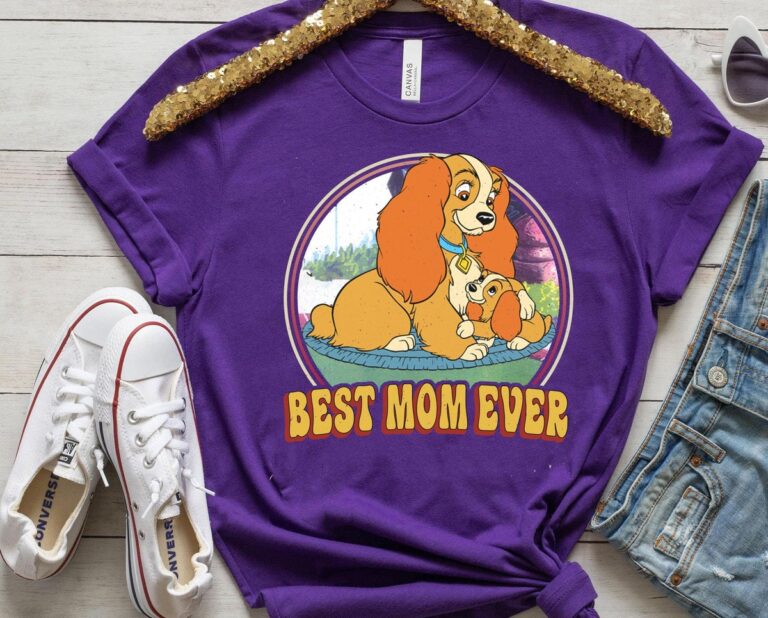 Disney Lady and the Tramp Dog Mom Shirt, Best Mom Ever Retro T-Shirt for Mother's Day