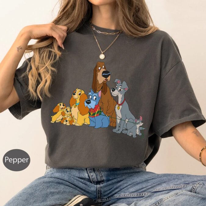 Disney Lady and the Tramp Dogs T-Shirt, Family Matching Disneyland Shirt for Disney Trip