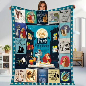 Disney Lady and the Tramp Fleece Blanket – Cozy Dog Throw for Bed, Couch & Sofa