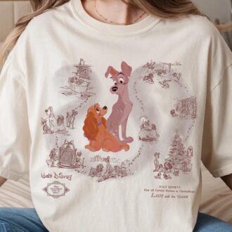 Disney Lady and the Tramp Retro 90s T-Shirt, Family Matching Shirt for Disneyland & Disney Trip