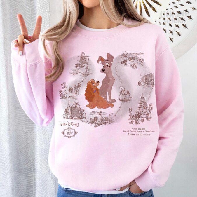 Disney Lady and the Tramp Retro 90s T-Shirt, Family Matching Shirt for Disneyland & Disney Trip