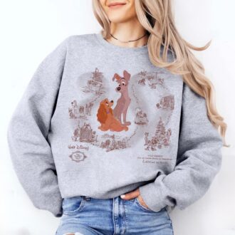 Disney Lady and the Tramp Retro 90s T-Shirt, Family Matching Shirt for Disneyland & Disney Trip